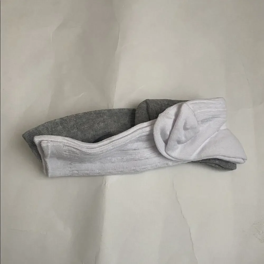 Copper Key Girls 2 Pack Cable Knit Knee High Socks Size 7 (Grey/White)
